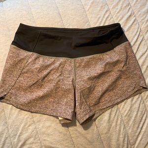 Grey and black lululemon Speed Up shorts 4 inch, size 6